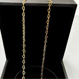 14k yellow gold heart link necklace new